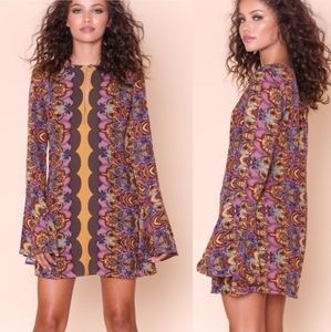 Boho Free People Bell Sleeve Tunic Dress